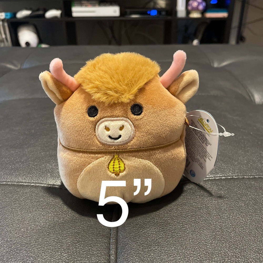 Squishmallows Calton 5” Brown and Tan Highland Cow Plush